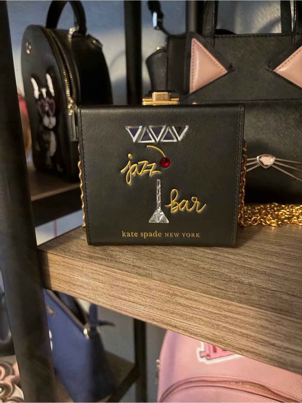 kate spade Black Mini 'Jazz Bar' Embellished Box Bag